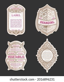 Set of Vintage frames for labels. Gold stickers bottle beer