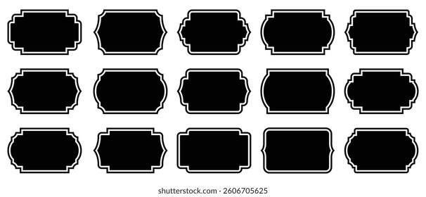 Set of vintage frames and labels shape. Luxury vintage frames, retro labels, royal sale sticker, text note badge, price tag, paper black silhouette set. Ornamental label frames. Vector eps 10	