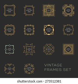 Set of Vintage Frames for Luxury Logos, Restaurant, Hotel, Boutique or Business Identity. Royalty, Heraldic Design with Flourishes Elegant Design Elements. Vector Illustration Templates.