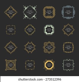 Set of Vintage Frames for Luxury Logos, Restaurant, Hotel, Boutique or Business Identity. Royalty, Heraldic Design with Flourishes Elegant Design Elements. Vector Illustration Templates.