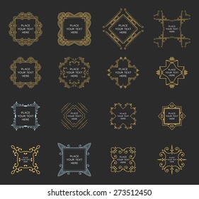 Set of Vintage Frames for Luxury Logos, Restaurant, Hotel, Boutique or Business Identity. Royalty, Heraldic Design with Flourishes Elegant Design Elements. Vector Illustration Templates.