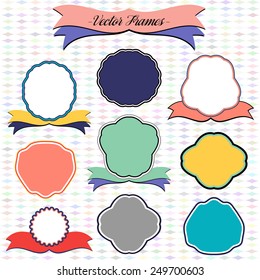 Set of Vintage Frames and Modern Labels. Web Design Vector.