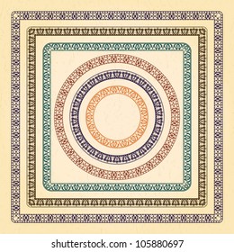 Set of vintage frames on grunge seamless background