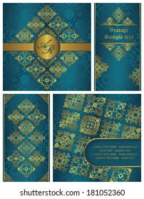 Set of vintage frames and original cards. Luxury design   
