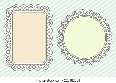 Set of vintage frames over pastel background.