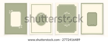 Set of vintage frames for postcard design. Classic postcard design with floral elements, bows and outlines.