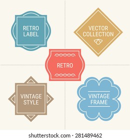 Set of vintage frames in Red, Gold, Blue and Brown. Perfect for greeting cards, wedding invitations, retro parties, logotypes. Vector labels and badges