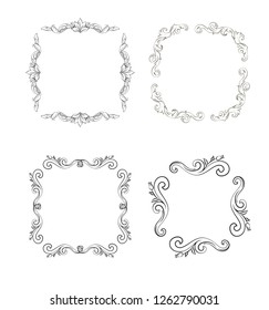 Set of vintage frames with scrolls element.
