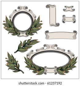 Set of vintage frames with scrolls and laurel branches