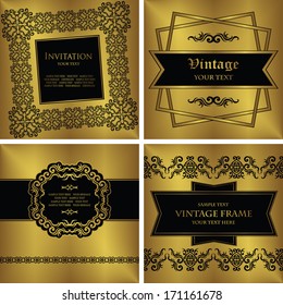 Set of vintage frames. Vintage seamless background. Original design    
