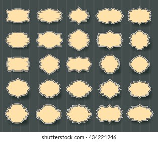 set of vintage frames with shadows on dark background. vector illustration