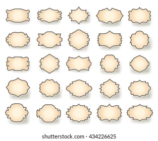 set of vintage frames with shadows on white background. vector illustration