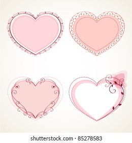 Set of vintage frames in shape of a heart. Element for design.