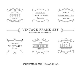 A set of vintage frames with simple lines.
This illustration relates to elegance, classic, retro, pattern, European, ornament, decoration, etc.