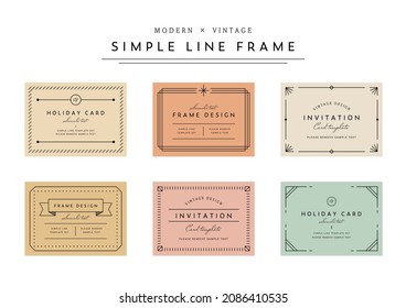 Un conjunto de marcos vintage con líneas simples.
Esta ilustración se refiere a la elegancia, clásica, retro, patrón, europea, adorno, decoración, etc.
