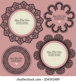 Set of vintage frames for text or photo. Lace