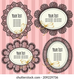 Set of vintage frames for text or photo. Lace