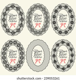 Set of vintage frames for text or photo. Lace