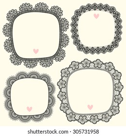 Set of vintage frames for text or photo. Lace