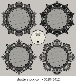 Set of vintage frames for text or photo. Lace