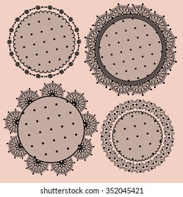 Set of vintage frames for text or photo. Lace