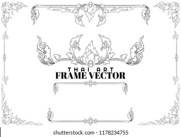 Set of vintage frames, Thai art element design.