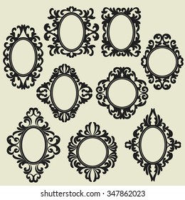 set of vintage frames, various shape, vector design elements