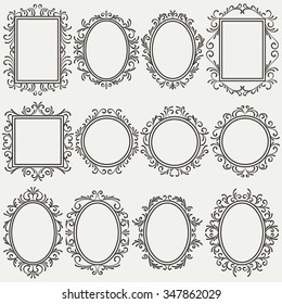 set of vintage frames, various shape, vector design elements