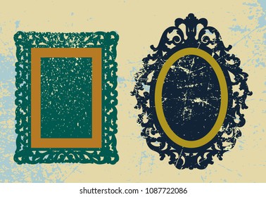 Set of vintage frames. Vector illustration. Frame and stretcher. Laser cutting.