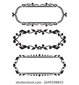 Set of vintage frames for your design. Vector illustration. Black and white