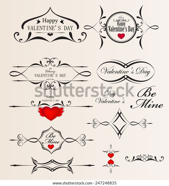 set of\
vintage frames for your design Valentines\
Day