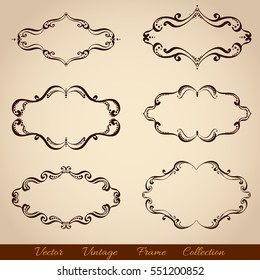 Set of vintage frames for your text. Calligraphic design elements.