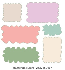 Set of vintage frames,colorful  template doodle borders  with wavy edges,Template for invitations, posters, banner, social media.