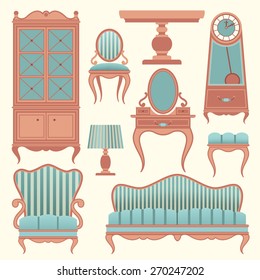 Set with vintage furniture.