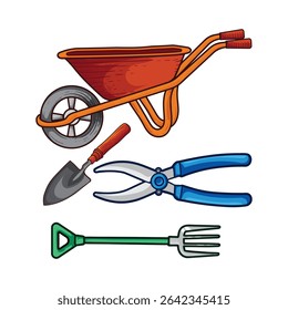 Set of Vintage Garden Tools illustration