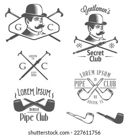 Set of vintage gentlemen club design elements