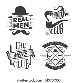 Set of vintage gentlemen club design elements. Men's emblems - vector set of Gentlemen's club and logos. 