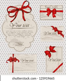 Set of vintage gift bows. Vector illustration EPS8
