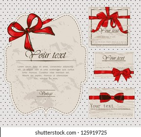 Set of vintage gift bows. Vector illustration EPS8