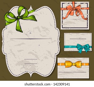 Set of vintage gift bows. Vector illustration EPS8