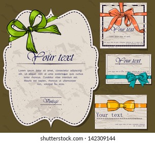 Set of vintage gift bows. Vector illustration EPS8