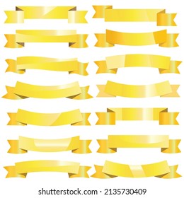 Set of vintage gold banner ribbons