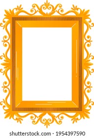 Set vintage gold frames, elegant picture decoration, luxurious, ornate look, cartoon style vector illustration, isolated on white.
