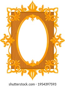 Set vintage gold frames, elegant picture decoration, luxurious, ornate look, cartoon style vector illustration, isolated on white.