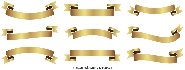 set of vintage gold ribbon banners