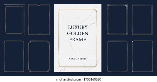 Set of vintage golden frame with marble background 