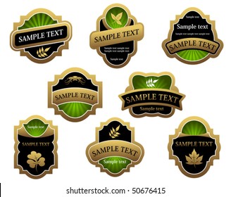 Set of vintage golden labels for design food and beverages. Jpeg version also available in gallery