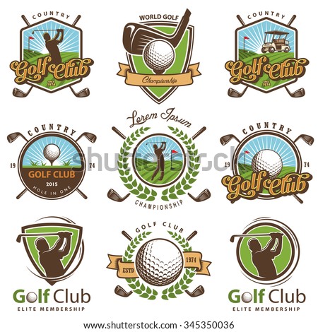 Set of vintage golf emblems,labels, badges and logos. 