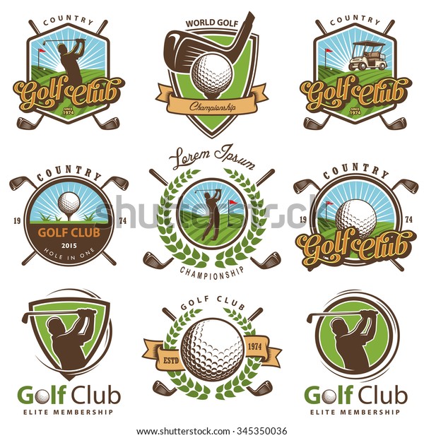 Set of\
vintage golf emblems,labels, badges and logos.\
