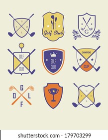 Set of vintage golf labels, badges and emblems on a white background. Golfing Champion Labels and Icons_1